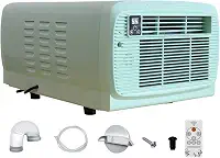 Mini ar condicionado portátil de 2226 BTU, baixo consumo de energia de 280 W, pequeno refrigerador de ar com controle remoto para barraca de acampamento, trailer, carro, sem necessidade de instalação