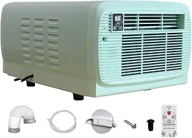 Mini ar condicionado portátil de 2226 BTU, baixo consumo de energia de 280 W, pequeno refrigerador de ar com controle remoto para barraca de acampamento, trailer, carro, sem necessidade de instalação