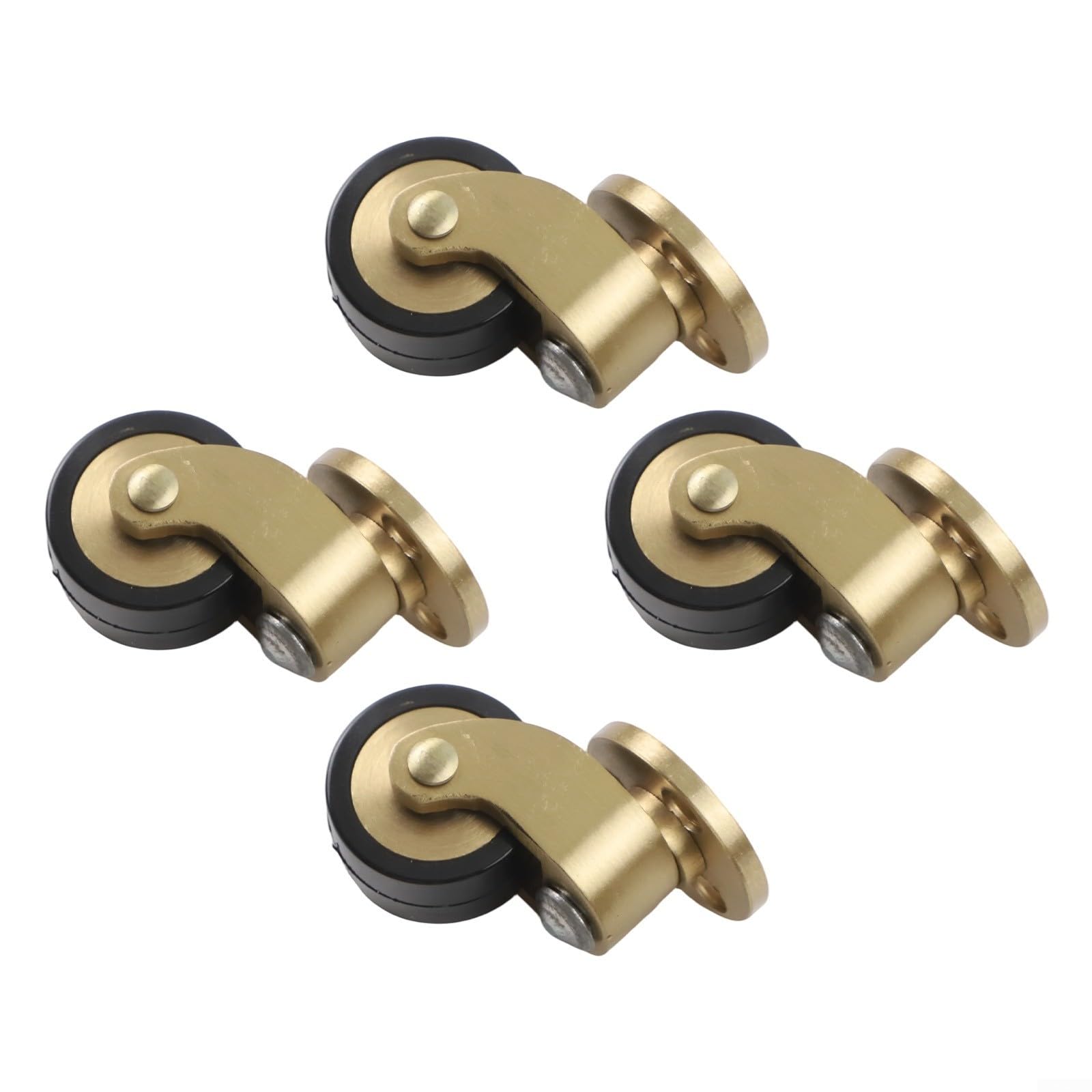 Ruedas de latón, giratorias silenciosas, resistentes, 34 x 28 mm, color dorado y negro, para mesa de café, sofá, 4 piezas