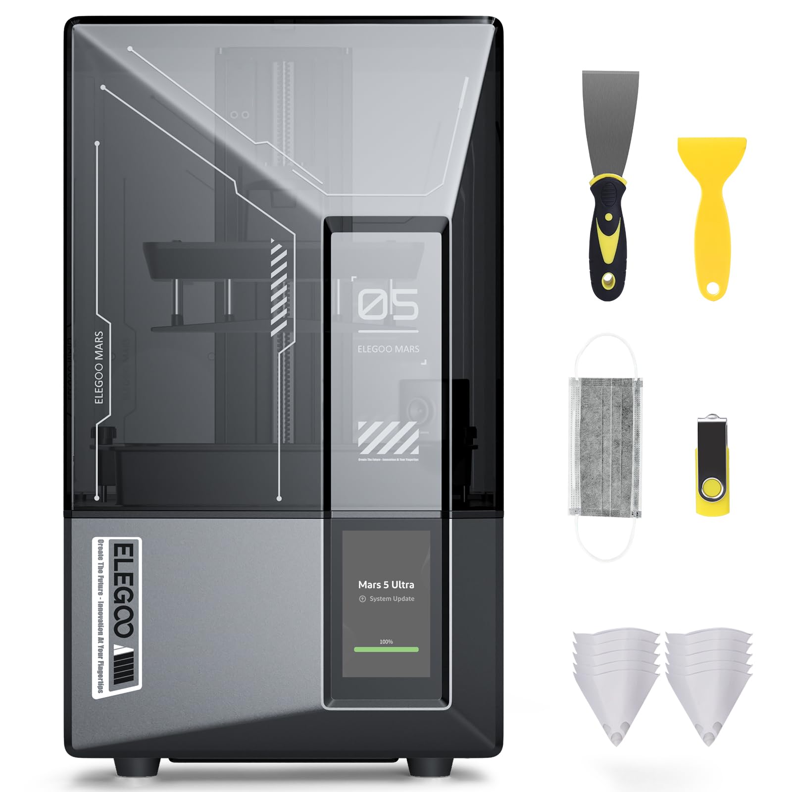 ELEGOO Mars 5 Ultra Impresora 3D Resina, 9K 7" Mono LCD, Alta Velocidad de Impresión 150mm/h, Cámara Inteligente AI, Transferencia WiFi, Nivelación Automática, Tamaño de Impresión de 6.04 x 3.06 x 6