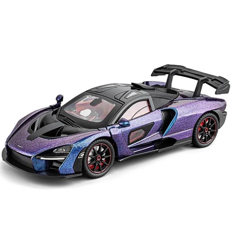 Image of VARIYA ENTERPRISE Exclusive Alloy Metal Pull Back Die-Cast Car Diecast Metal Pullback Toy Car with Openable 6 Doors,Light Music Boys Gifts Toys (1:24 Mclaren Senna-Purple Color)