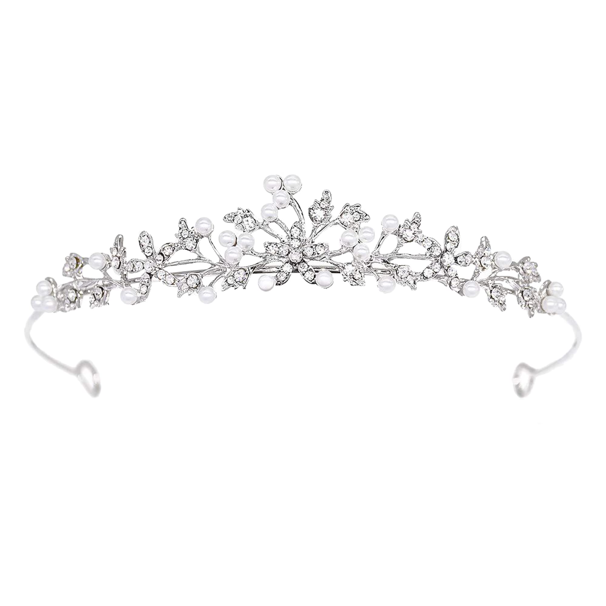 duoyif Corona De Cristal Con Perla Tiara De Corona De Cristal Tocado De Corona De Princesa Dama Niña Corona Nupcial Diadema De Cristal Corona Para Celebración Disfraz De Vacaciones Cumpleaños Bodas