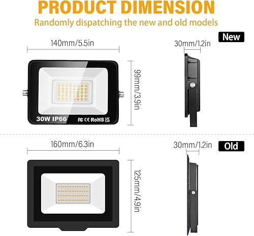 Miniatura 2 de SKYWORLD Paquete de 2 luces LED de inundación para exteriores, 30 W 3000 LM, luz de inundación LED de seguridad, luz diurna de 4000 K, luz blanca