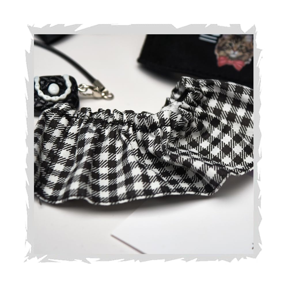 Zestaw ubrań dla La Bubu - ręcznie wykonane 5-częściowe ubrania La Bubu, stylowe ubrania La Bubu z - czarny kot T-shirt w kratkę zestaw spódnicy, multi, Normal
