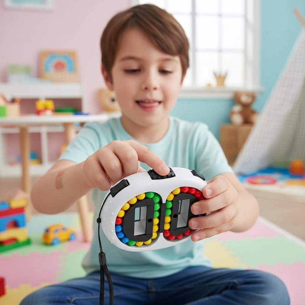 This is GHAZAL Rotating Magic Bean Cube Toy. (WHITE)