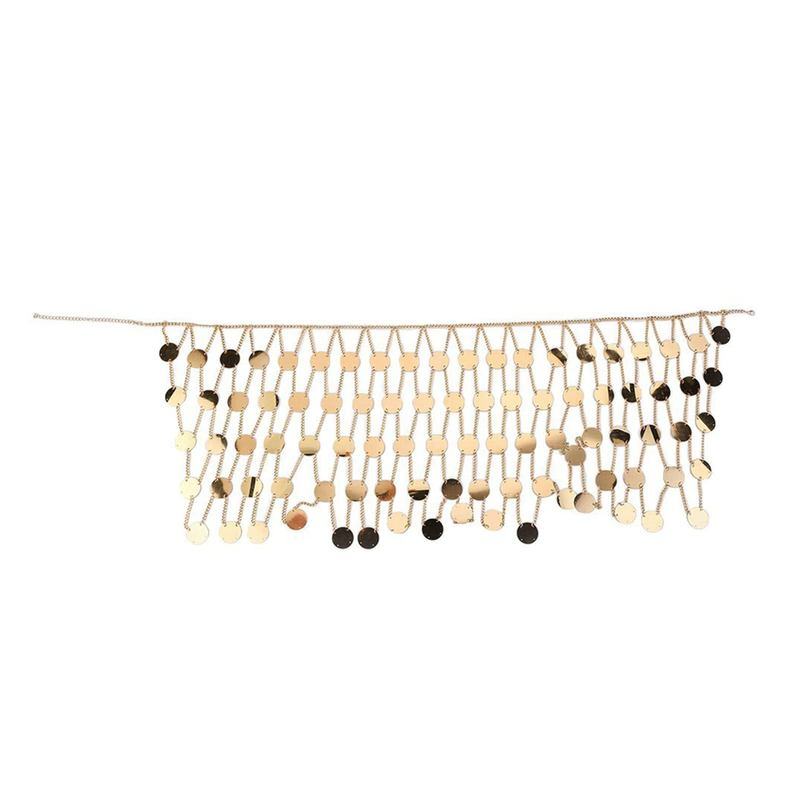 KLXSIVU Waist Chain Jewelry Goud Body Round Sequins Tassel Belly For Women 103cm (one Size)