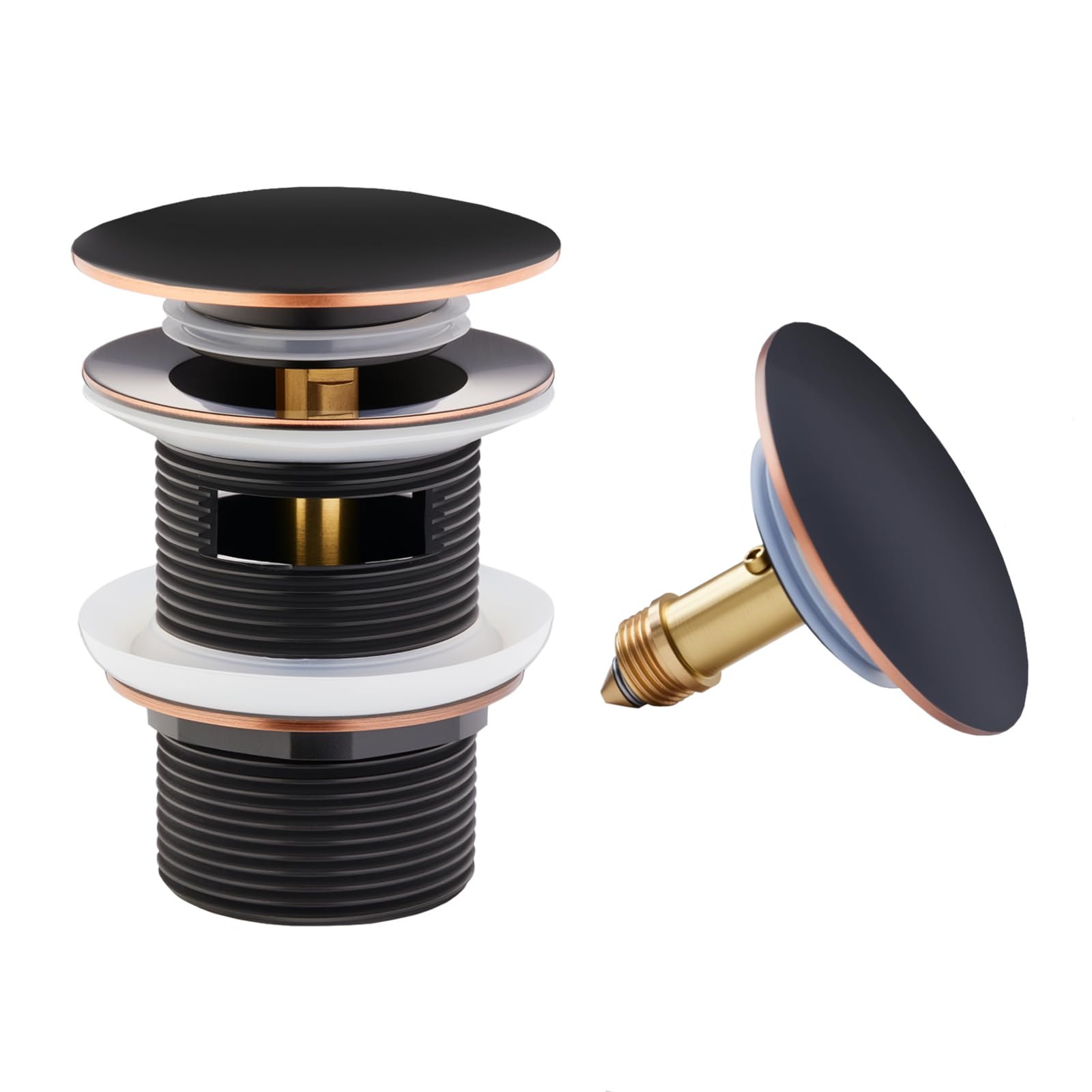 Freestanding Bathtub Drain Brass Pop-up Bathtub Drain Plug,Suitable for Most Freestanding Bathtubs Comes with a Cover and a Pop-up Core for Replacement (Oil Rubbed Bronze)
