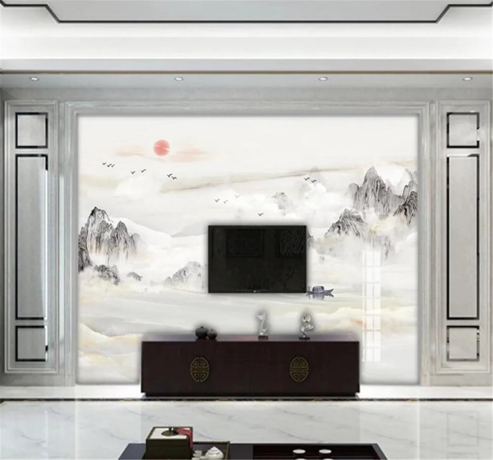 Tzxztt Minimalist Beautiful Atmospheric Landscape Scenery Modern 3D Wallpaper Premium Textured Silk Neutral Tones Material Ideal for Living Room Bedroom-350cm×256cm