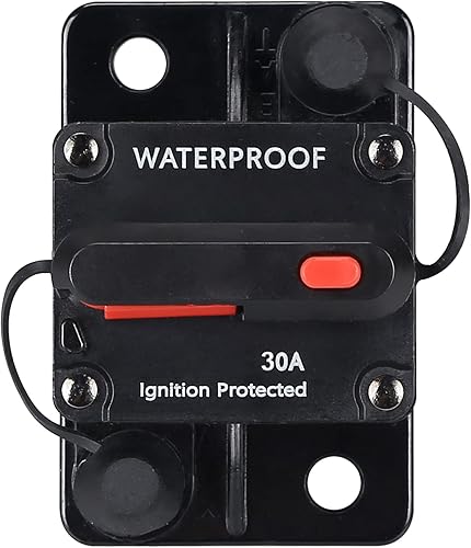 Miniatura 1 de Disyuntor impermeable de 30 amperios, con reinicio manual, 12 V-48 V CC, para motores marinos de arrastre de automóvil, barco, ATV, protección de
