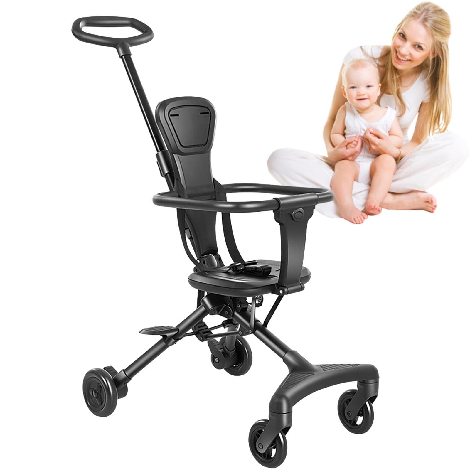 Carrozzina per bambini, passeggino da jogging per bambini, girevole | reversibile, comodo, sicuro, pieghevole, con imbracatura di sicurezza per picnic, gite, parchi e passeggiate