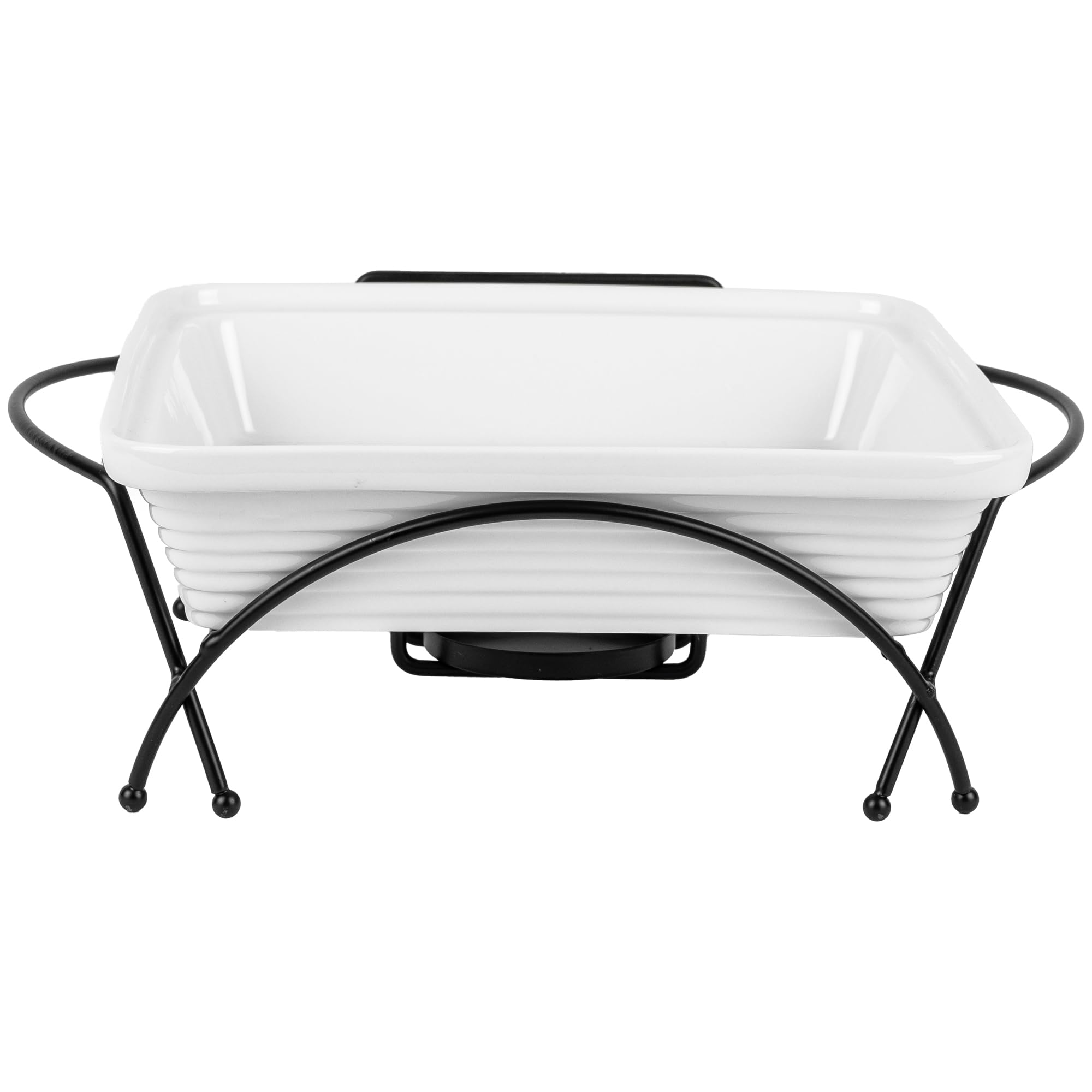 Auflaufform Keramik mit Deckel - 2.3L - Lasagne Quadratisch Form - Weiss Auflaufformen mit Ständer Tealight - Ofenform - Backform - Lasagneform - Casserole Dish - Großkeramik