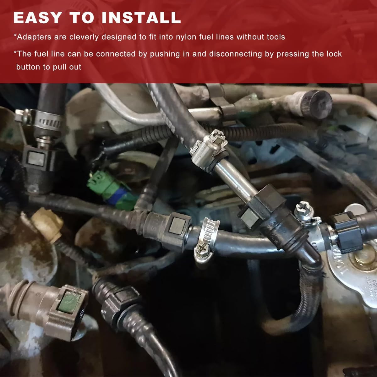 2 PCS Fuel Line Quick Connector, 1/2 SAE to 1/2 Nylon 90 Degree Fuel Line Connector with Seal Ring, Bundy Female to Hose Barb Elbow Quick Release Connect Adapter