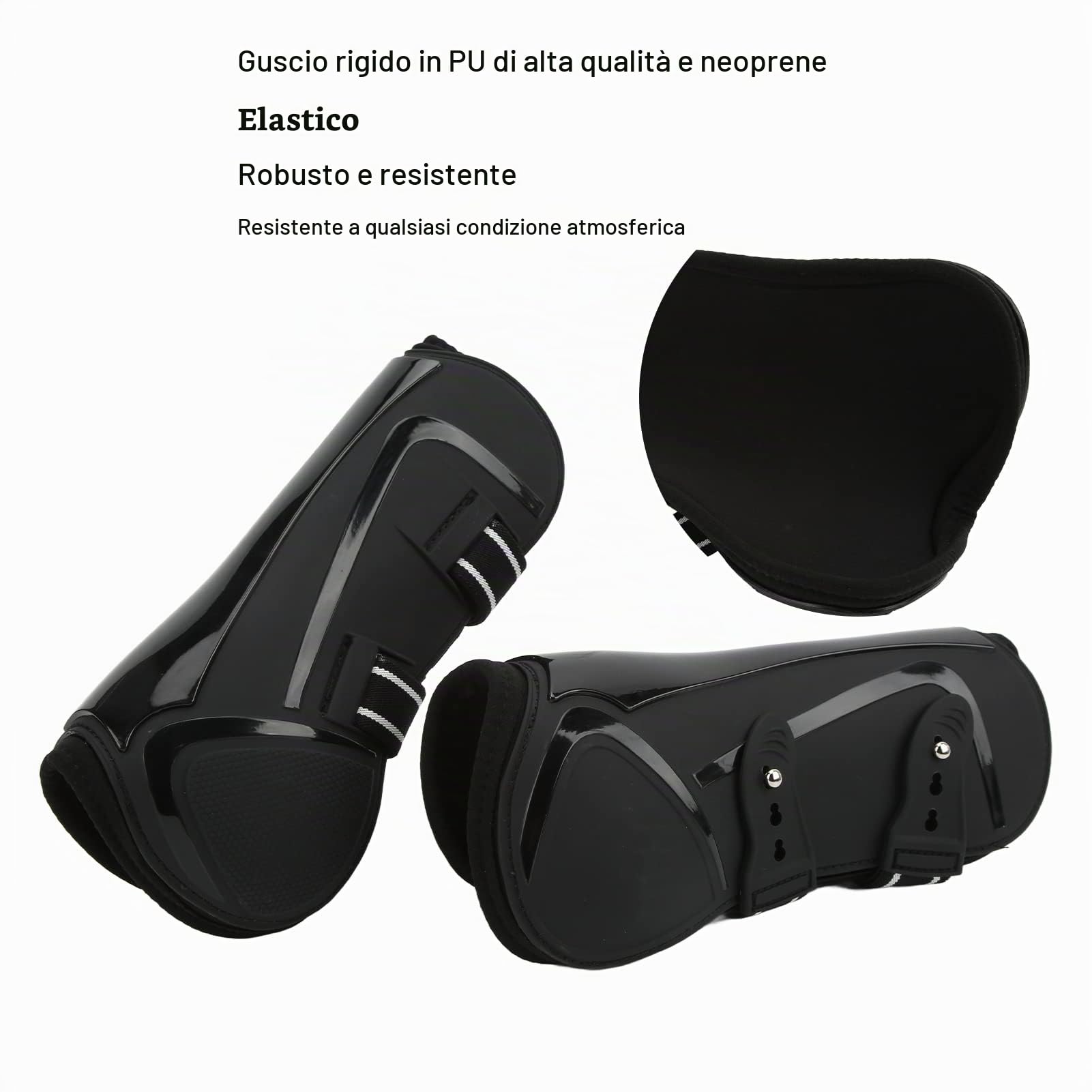 Paratendine per cavallo, fodera morbida, stabile, leggero, protettore per la gamba del cavallo per l'equitazione(Gambe anteriori nere, m)