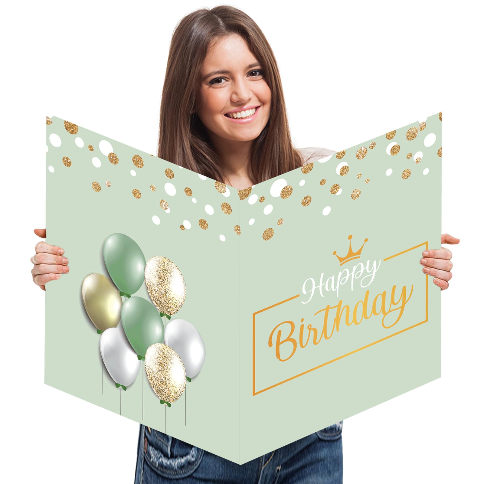 Jumbo Birthday Card, 22 x 14 Inch Extra Large Greeting Card with Envelope for Her, Happy Birthday Giant Guest Book, Oversize Birthday Party Signs