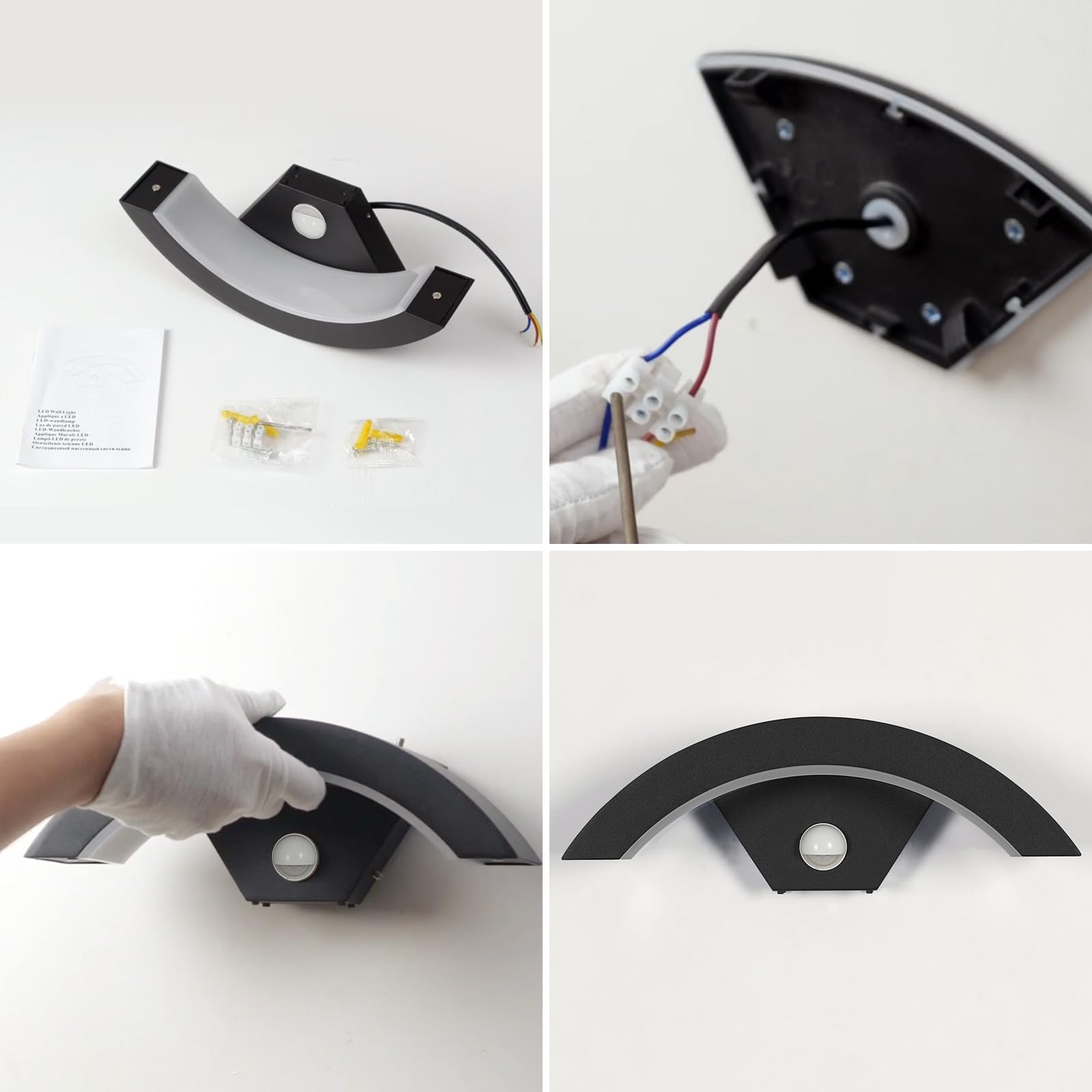 DELIPOP 24W Außenwandleuchte mit Bewegungsmelder, 2 Stück IP65 LED Außenlampe 3000K Warmweiß, Schwarz Wandleuchte Außen Aluminium für Garten Terrasse Balkon Eingang Garage | Bewegungsmelder mit Reichweite 3-8 m und Automatischer Abschaltung
