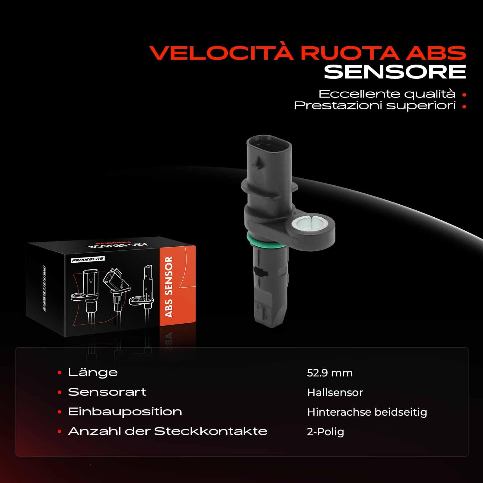 Frankberg Sensore Velocità Ruota ABS Sensore ABS Compatibile con Classe A W177 B-Class W247 Classe A Berlina V177 CLA C118 CLA Shooting Brake X118 Replace# ALS3479