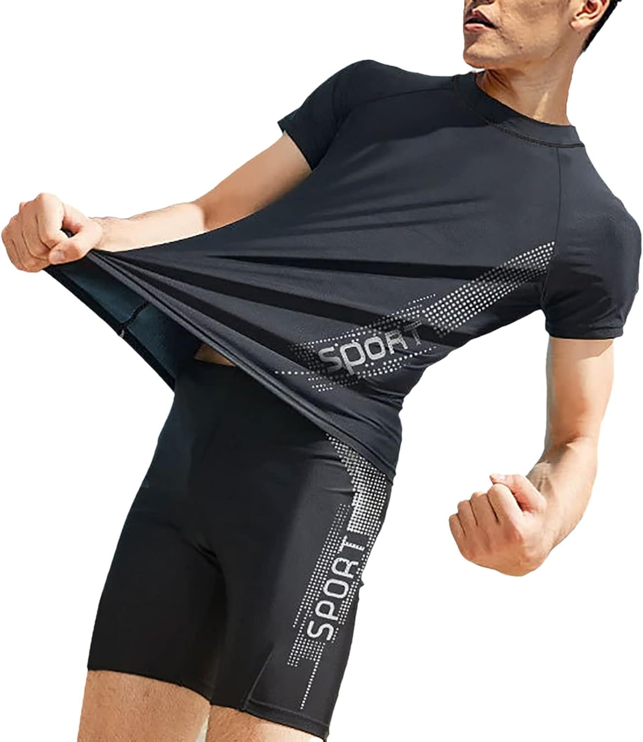 Hyalllife Swimsuit Men,Mens Swim Shirt Casual Short Sleeved Diving Top Suit Swimsuit Sunscreen Fast Dry Surfing Shorts Suit Swimwear Bathing Suit for Men Hyalllife Swimsuit Men,Mens Swim Shirt Casual Short Sleeved Diving Top Suit Swimsuit Sunscreen Fast Dry Surfing Shorts Suit Swimwear Bathing Suit for Men