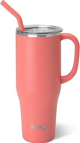 Swig Life Mega taza de 40 onzas, vaso de 40 onzas con asa y popote, apto para vasos, apto para lavavajillas, vaso térmico extragrande, vaso térmico