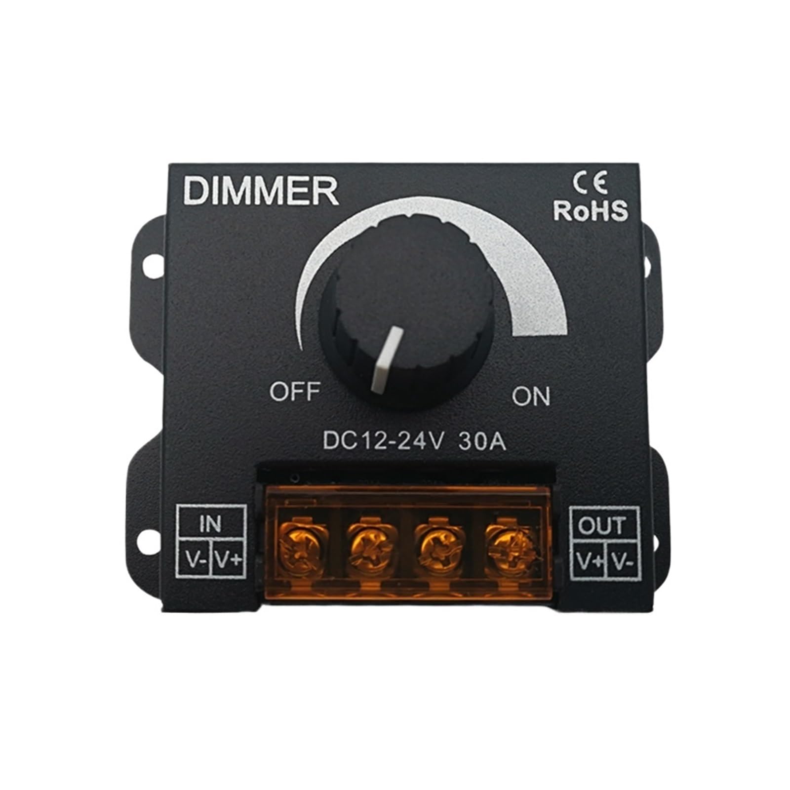 LED-Dimmer DC 12V 24V 30A 360W Einstellbare Helligkeit Lichtstreifen-Treiber Monochrome Lichtleistungsregler 5050 3528(B Series Black)