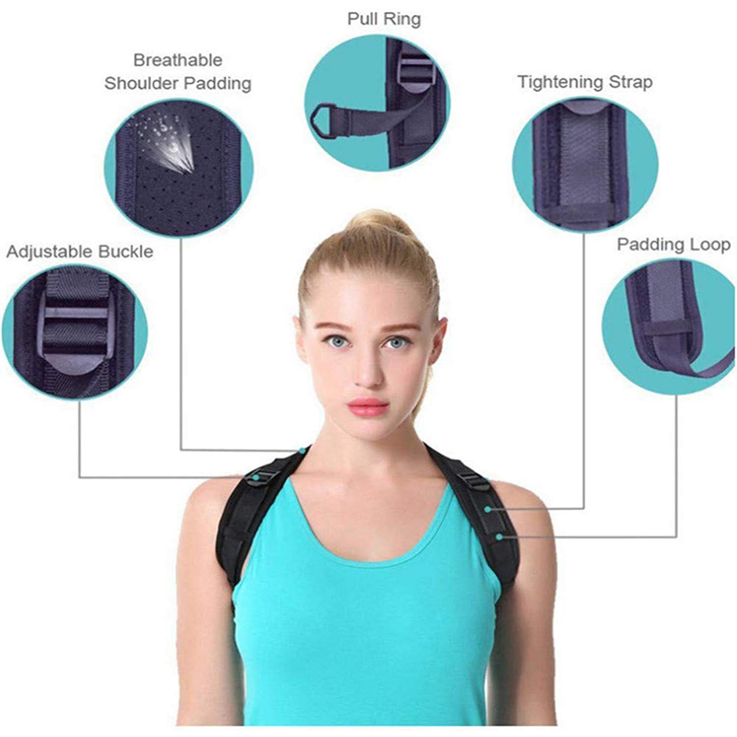 Kshavi Back Brace Posture Corrector Therapy Shoulder Beltfor Clavicle Support, Adjustable elastic Back Straightener and Providing Pain Relief from Neck, Back & Shoulder for Men and Women 2