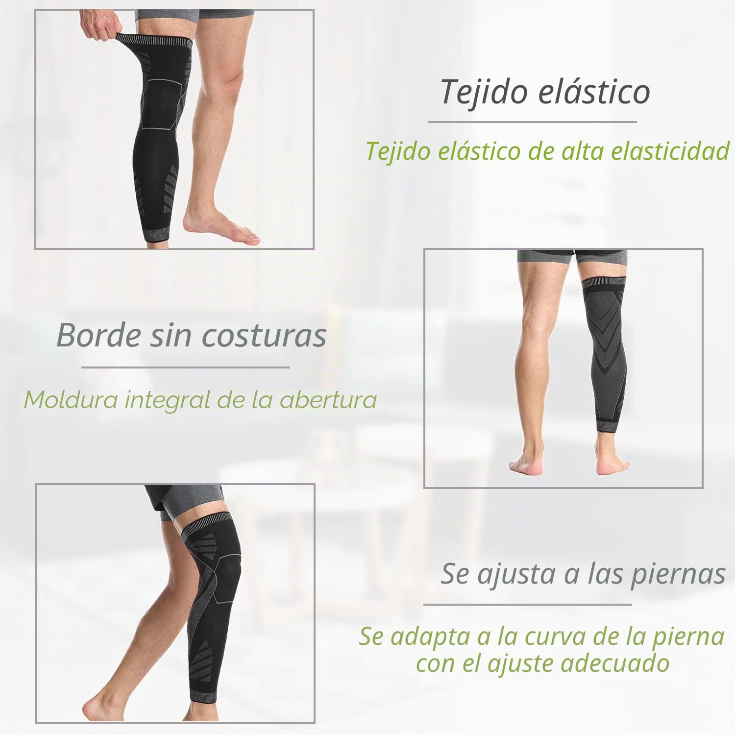 Mangas de Pierna de Compresión, Rodilleras de Compresión de Longitud Completa Antideslizante, Transpirable Calentadores de Piernas para Correr, Baloncesto, Ciclismo, Fútbol, Deporte