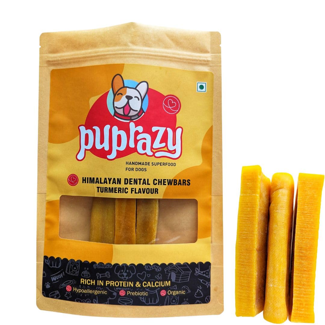 Puprazy Turmeric Himalayan Dog Chew Bars| Dogs upto 7 KG| S(set of 3, 40g x 3)