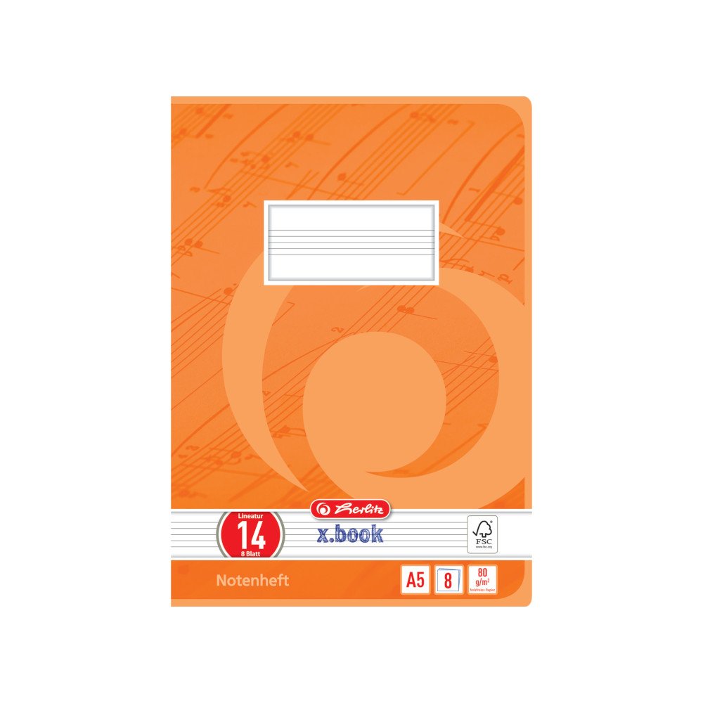 Herlitz 3321403 Notebooks A5/8 Line Style 14 (Music Lines Without Guide Lines) FSC Mixed Pack of 10 Assorted Designs