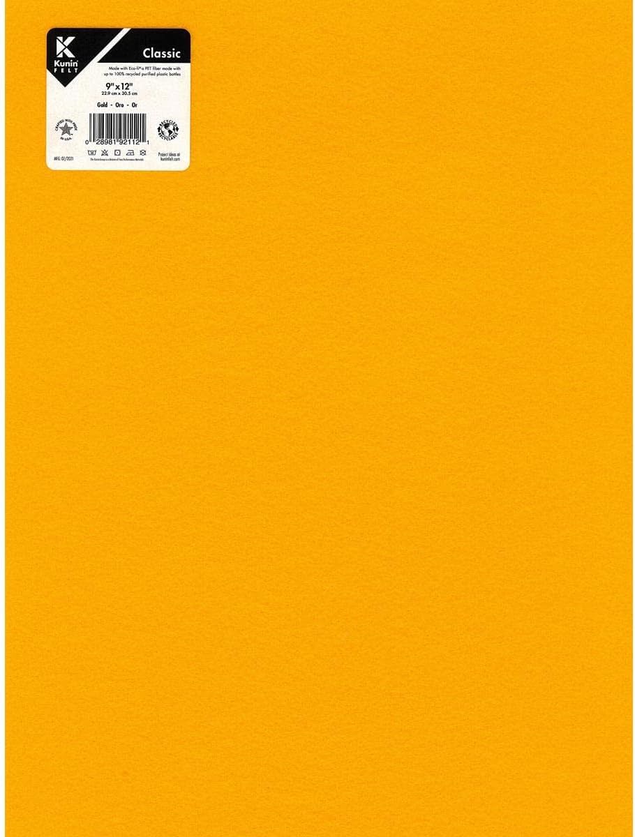 Kunin Eco-Fi Classic Felt 9" x 12" - Gold 912-352 - 12 Pieces