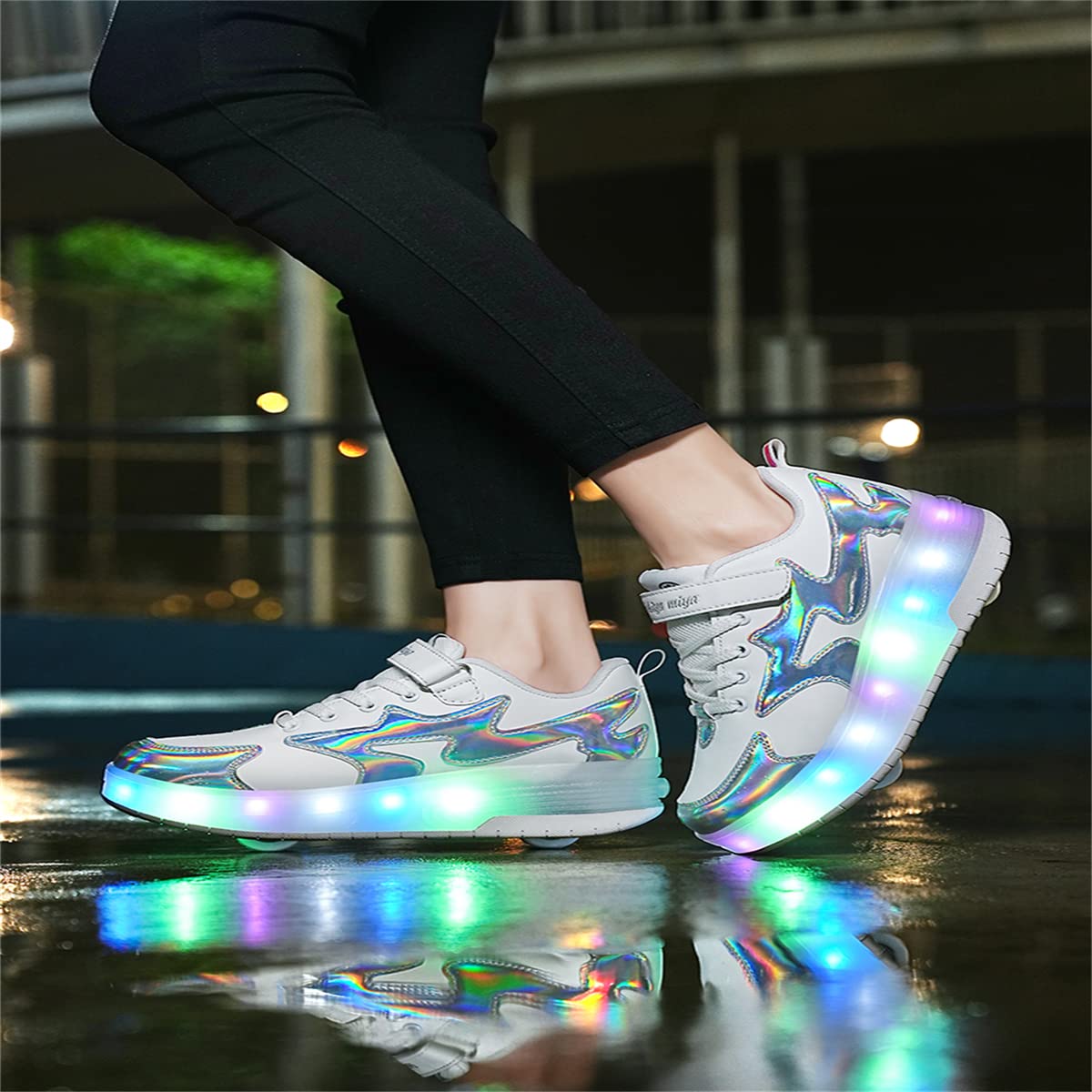 Kowo Wielokolorowe buty z diodami LED dla chłopców i dziewczynek, wrotki, rozmiar 10-6, unisex, buty sportowe, 35 EU