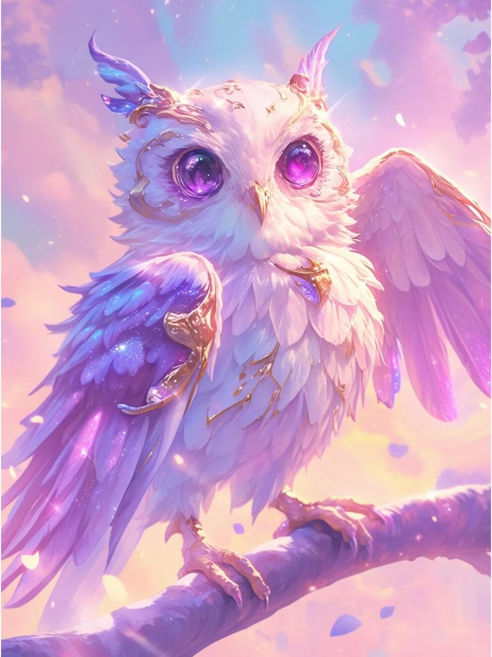 Henypt Cross Stitch Kit Fantasy Owl Animal DIY Embroidery Kit for Adults Beginners with Accessories Handmade DIY/Gifts 14CT 50x70cm