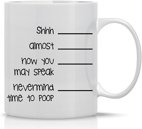 Shh.. Nevermind - Taza de café de 11 onzas, taza de café divertida para cacas, taza de café para cacas, taza de café para excrementar, perfecta para