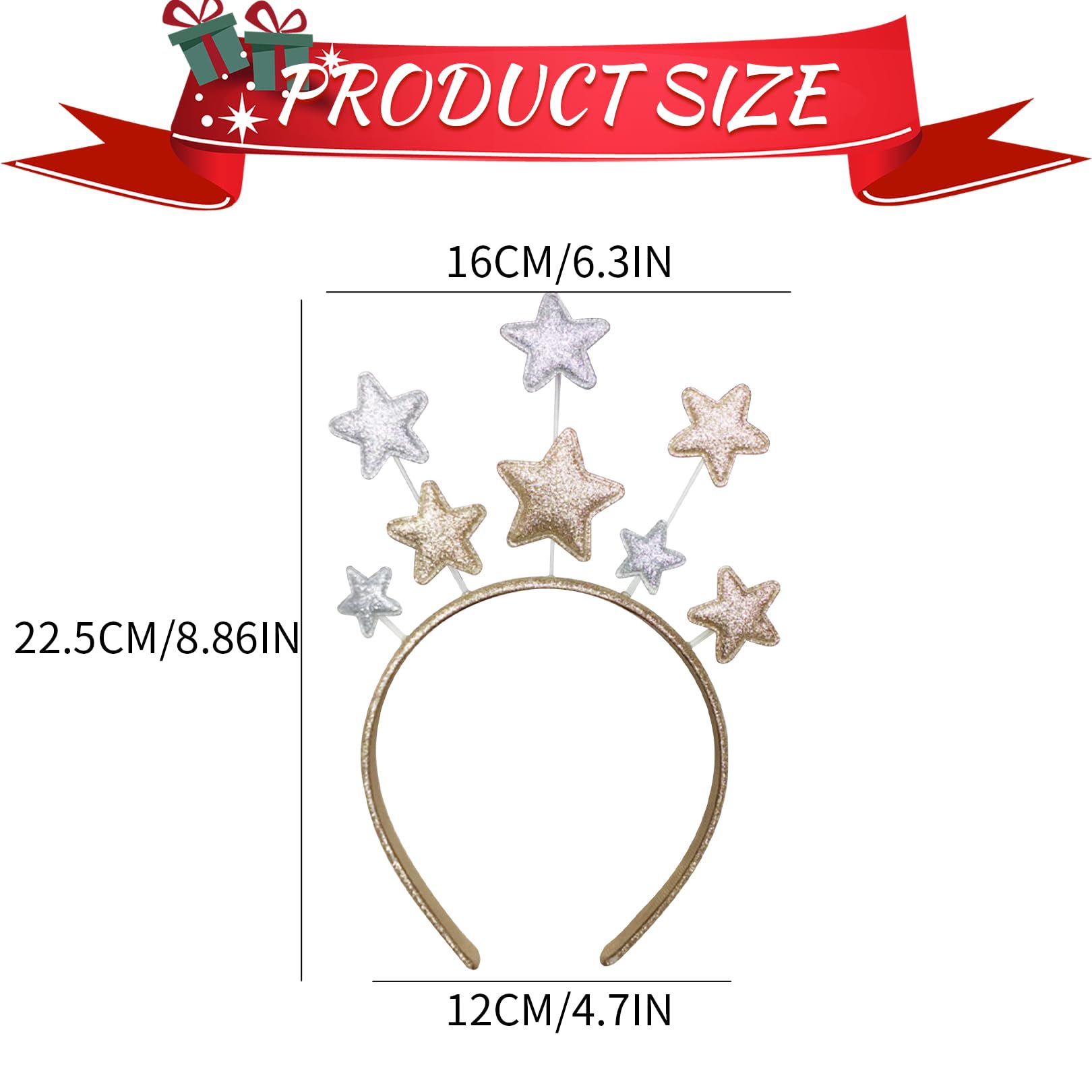 Star Headband Christmas Hair Accessories Xmas Accessories,Happy New Year Decoration for Ladies And Kids,Elastic Silicone Designs Bands,Different Funny Headdress for Holiday,Christmas Decoration - Image 2