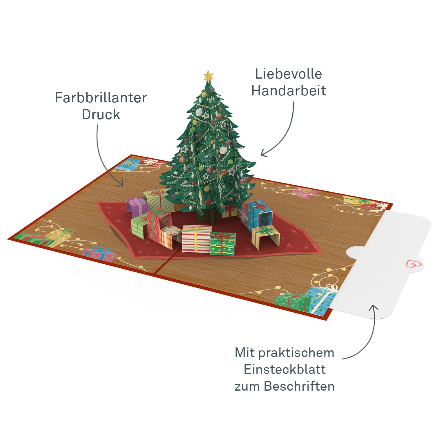 3D Pop-Up Weihnachtskarte Mit Tannenbaum - Besondere Grußkarte Als Geschenk