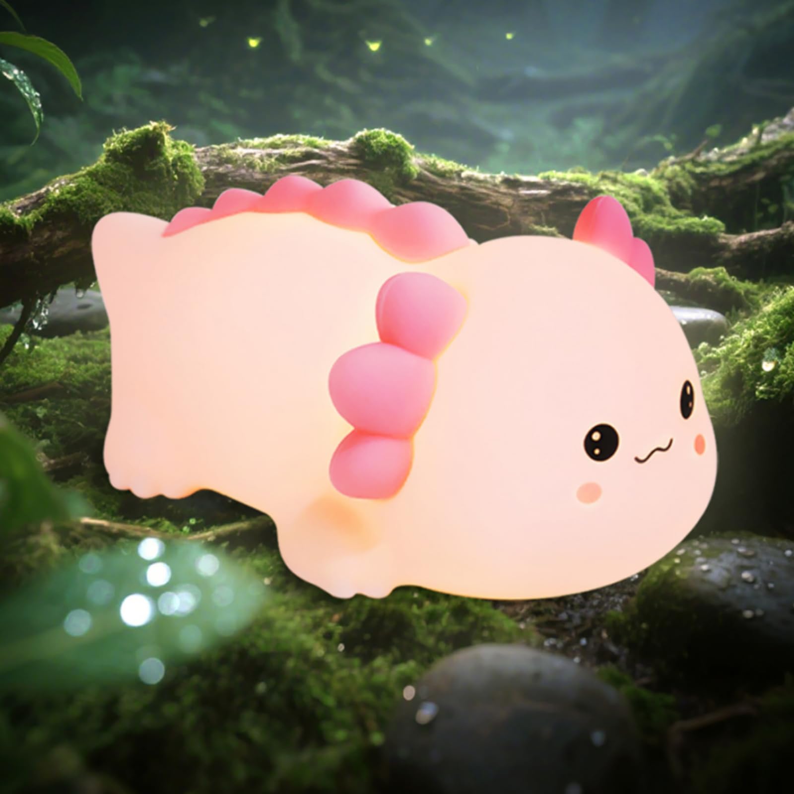 Axolotl Silikon-Nachtlicht für Kinderzimmer, dimmbar, LED-Tierlampe mit Timer, niedliche Geschenke, wiederaufladbare Schlafzimmer-Nachttischlampe mit Touch-Sensor, Spielzeug für Kinder
