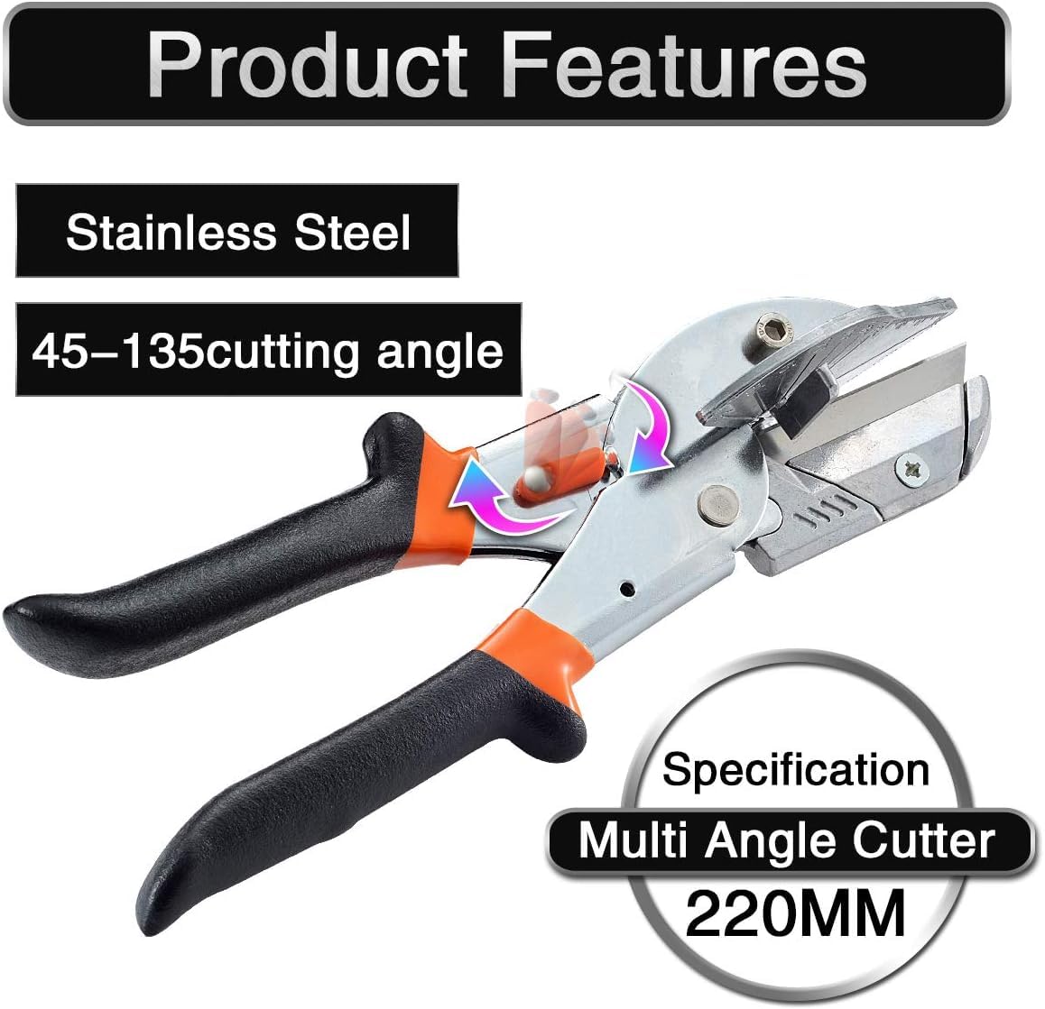 HOHXEN 45°, 135° Angle Miter Shear Cutter, Multi-Function Trunking Scissors - Image 4