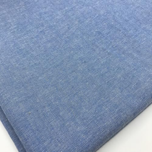 Aqua Blue Chambray Cotton Fabric 130gsm Heritage Yarn Dyed Weave 57 Wide x 1 Yard Cut