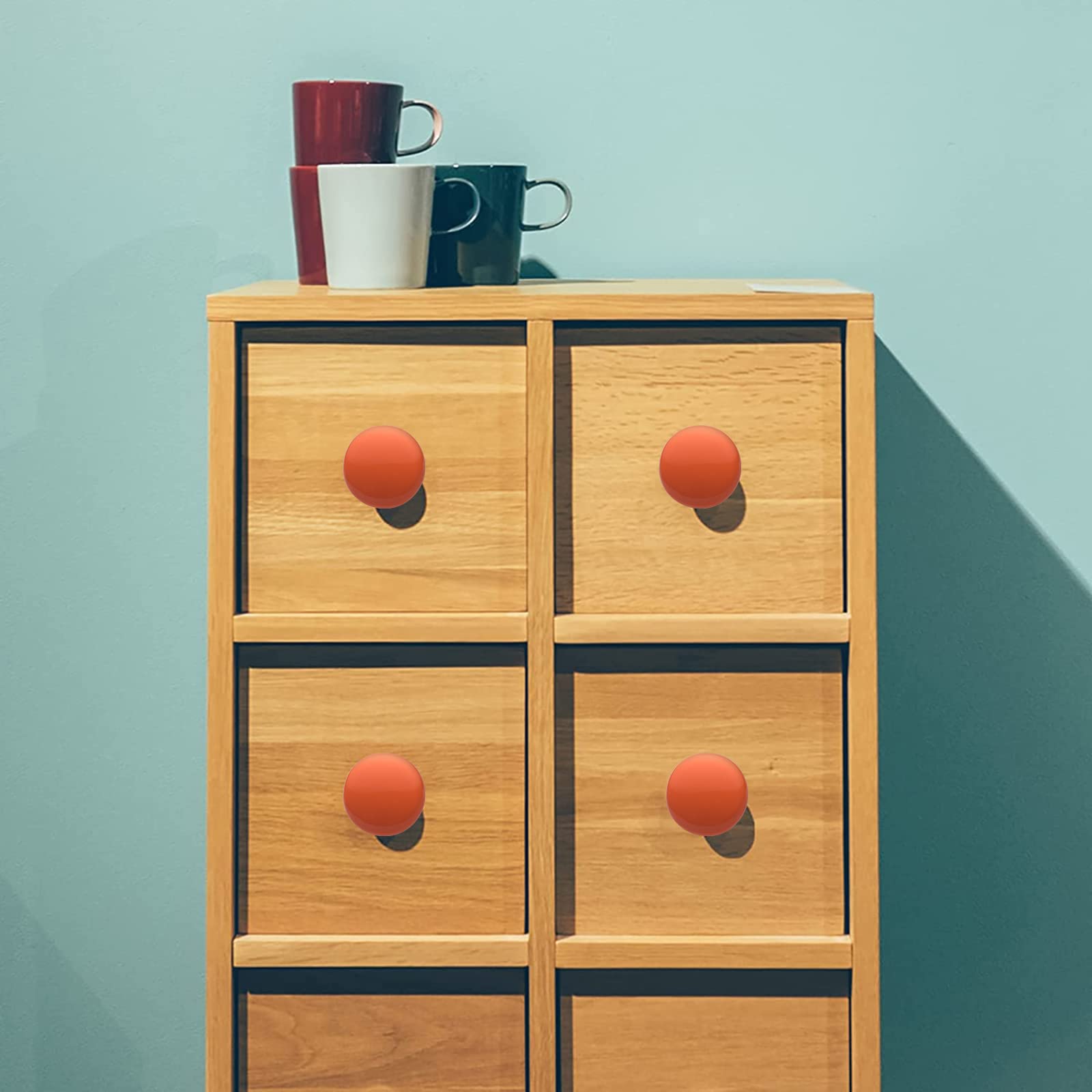 NAKUPENDA 6Pcs Furniture Ceramic Knobs Round Ceramic Cupboard Drawer Knobs Ceramic Handles with Screws for Children's Room Kitchen Cupboards Bookshelf (Orange) - Image 2