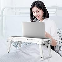 Vista 6 de iMountek Mesa multifuncional para computadora portátil, portátil, mesa de cama, ventilador de refrigeración, luz LED, 4 puertos USB, alfombrilla