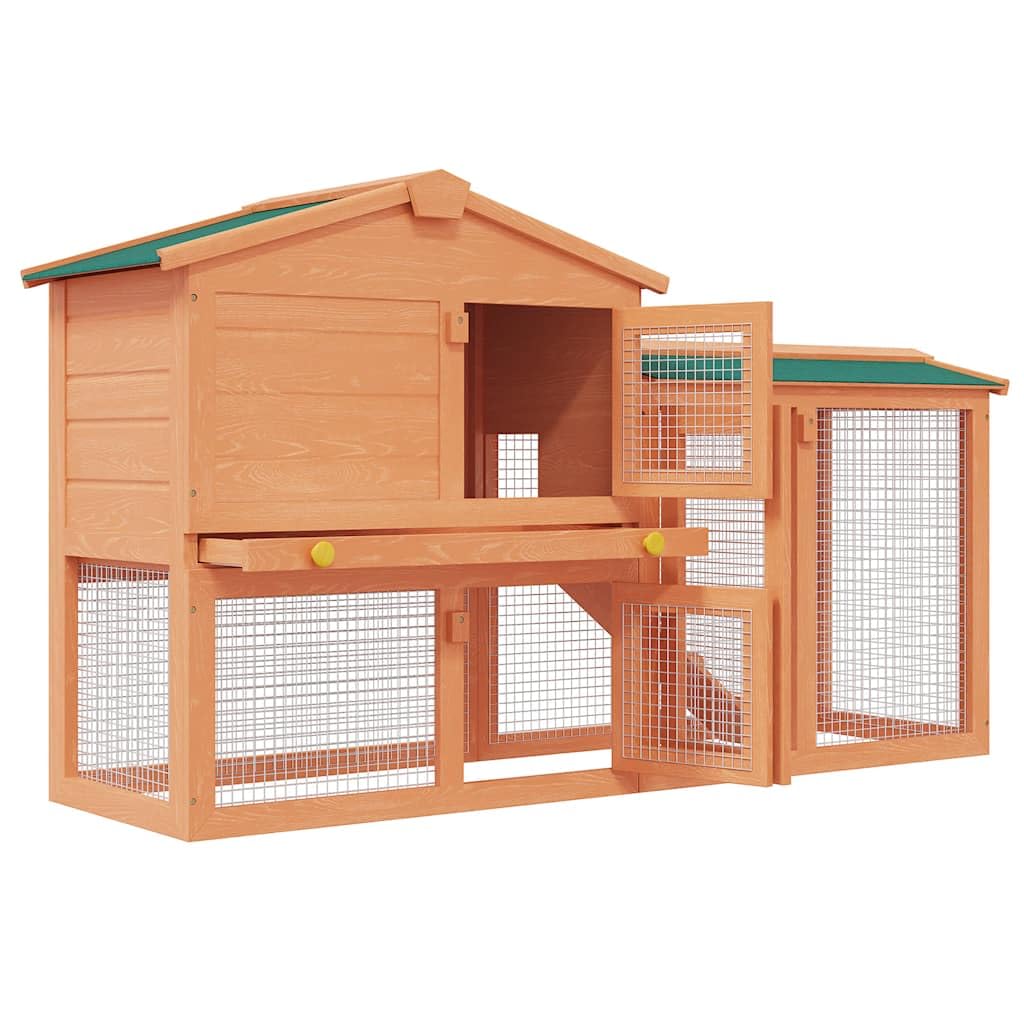 Großer Kaninchenstall aus Holz mit grünem Dach, mehrstöckig mit Drahtgitter, wetterfest und einfach zu reinigen, ideal als Kleintierkäfig für Hasen, Meerschweinchen