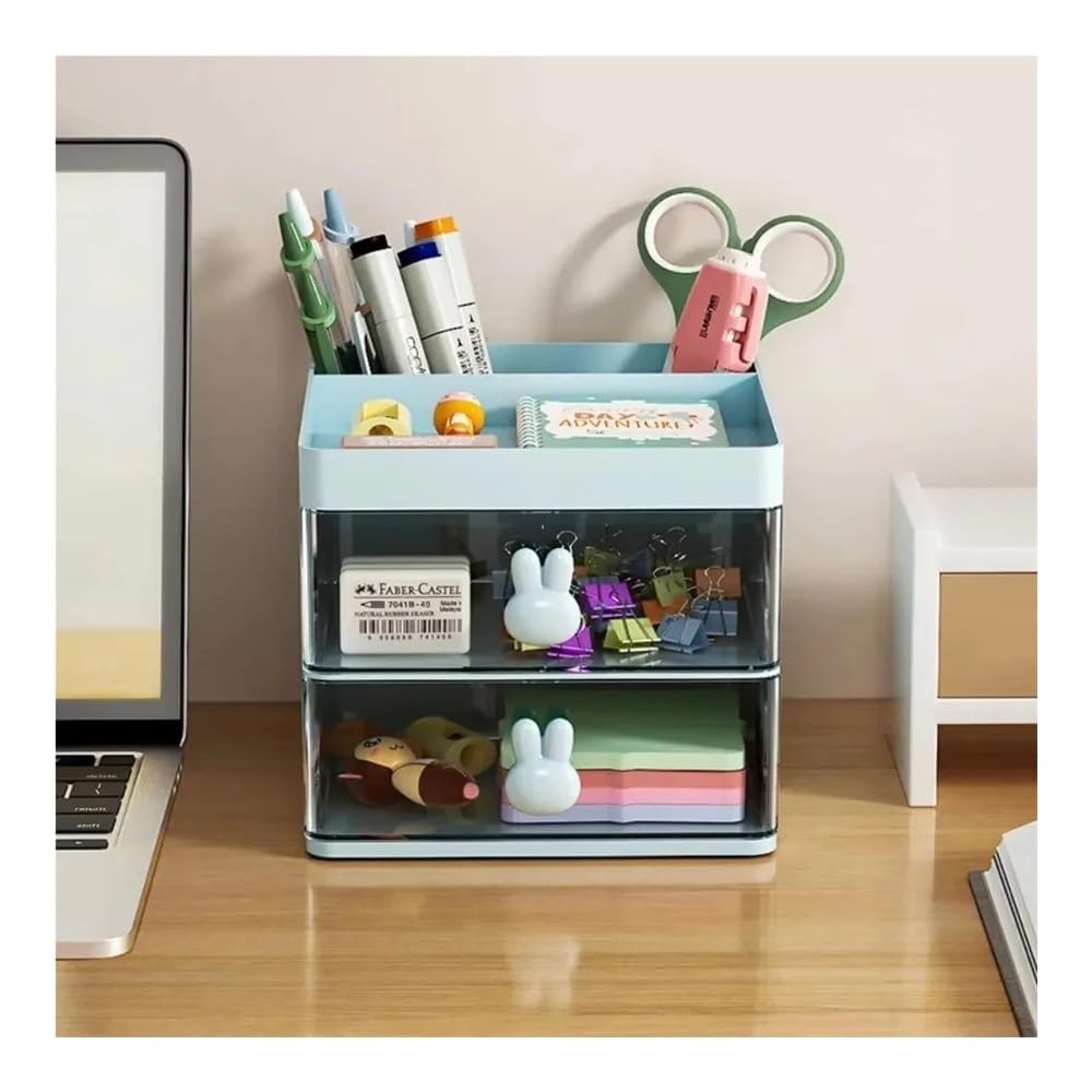 Portapenne stile cassetto, supporto da scrivania a casa, pratico contenitore per telecomandi, cancelleria da ufficio (Pink)
