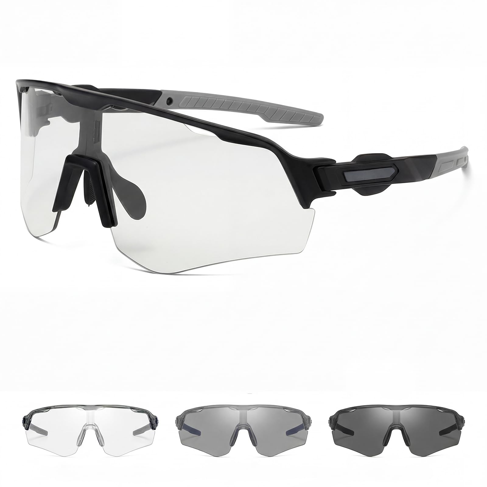 Lunette de Cyclisme Photochromique, Lunette Velo Homme, Lunette Running Femme, Protection UV400, Lunettes Velo, Lunettes de Soleil de Sport Homme Femme pour Pêche/Sports Outdoor