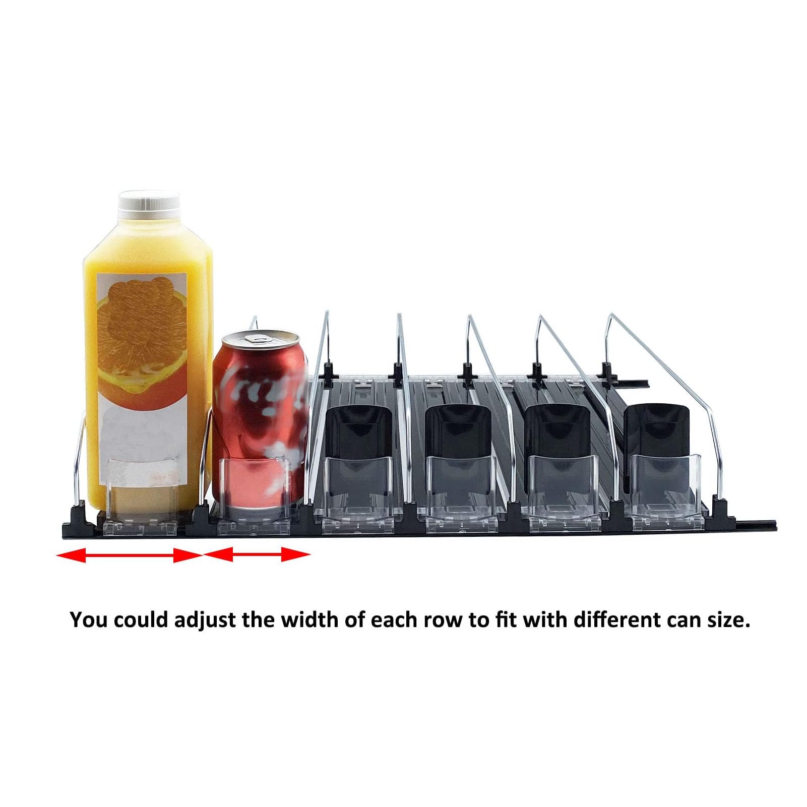 Fockety Organizador de Bebidas para frigorífico, Organizador de latas de refresco con Gran Capacidad de Carga y Anchura Ajustable, se Empuja Solo y es fácil de Usar (38cm)