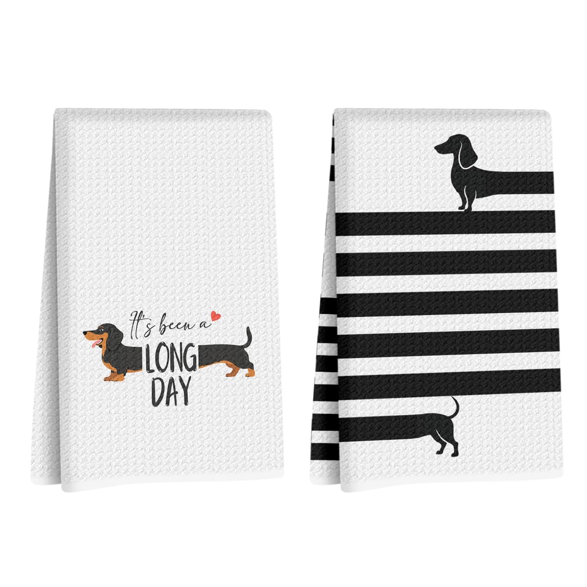 2 Pcs Dachshund Kitchen Towels 24x14 Inch, Wiener Dog Reusable Dish Towels