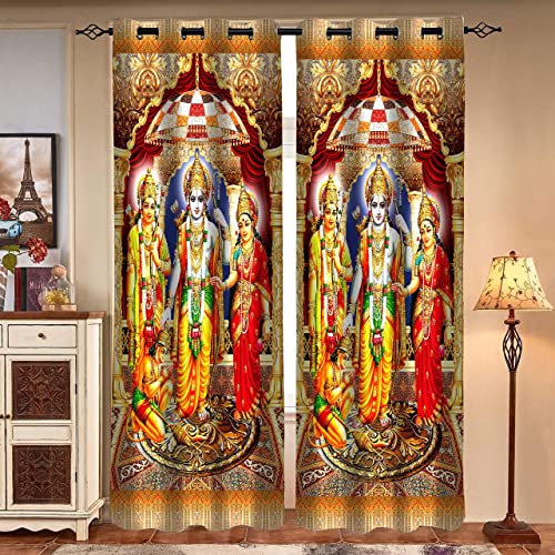 Image of Premium Shri Ram Darbar Parde for Mandir, Curtain for Pooja Room /Temple /Poojaghar, 4x9 feet Long Curtains Set of 1 Pc