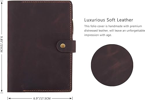 Miniatura 2 de Robrasim Funda de cuero para cuaderno Steno de 6 x 9 pulgadas, funda de cuero compatible con almohadillas Steno en espiral de 6 x 9, organizador de