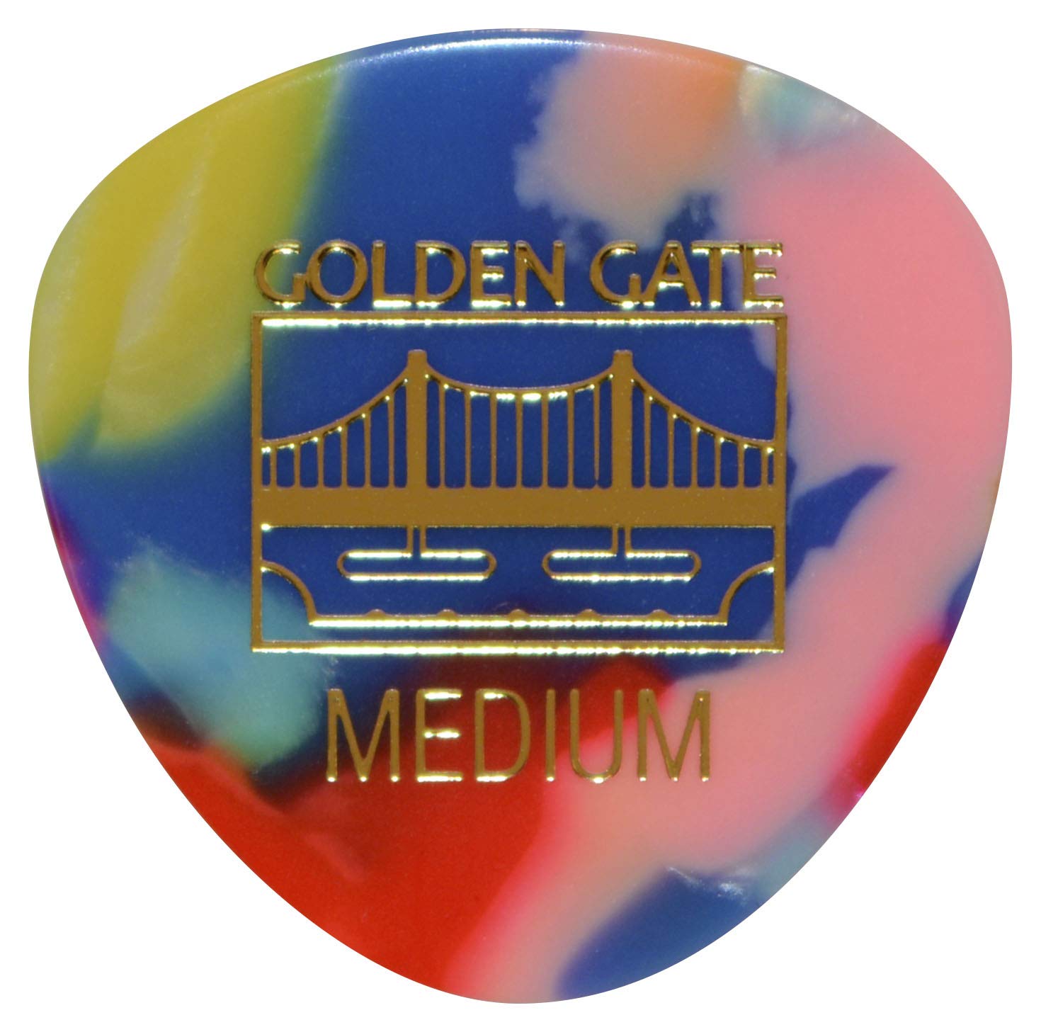 Golden Gate MP-427 zaokrąglone kostki gitarowe w kształcie trójkąta, grubość 0,75 mm, kolorowe konfetti klauna