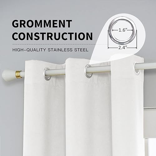 Miniatura 5 de FY FIBER HOUSE Cortinas opacas de terciopelo blanco grisáceo para sala de estar, modernas cortinas con aislamiento térmico de lujo para decoración