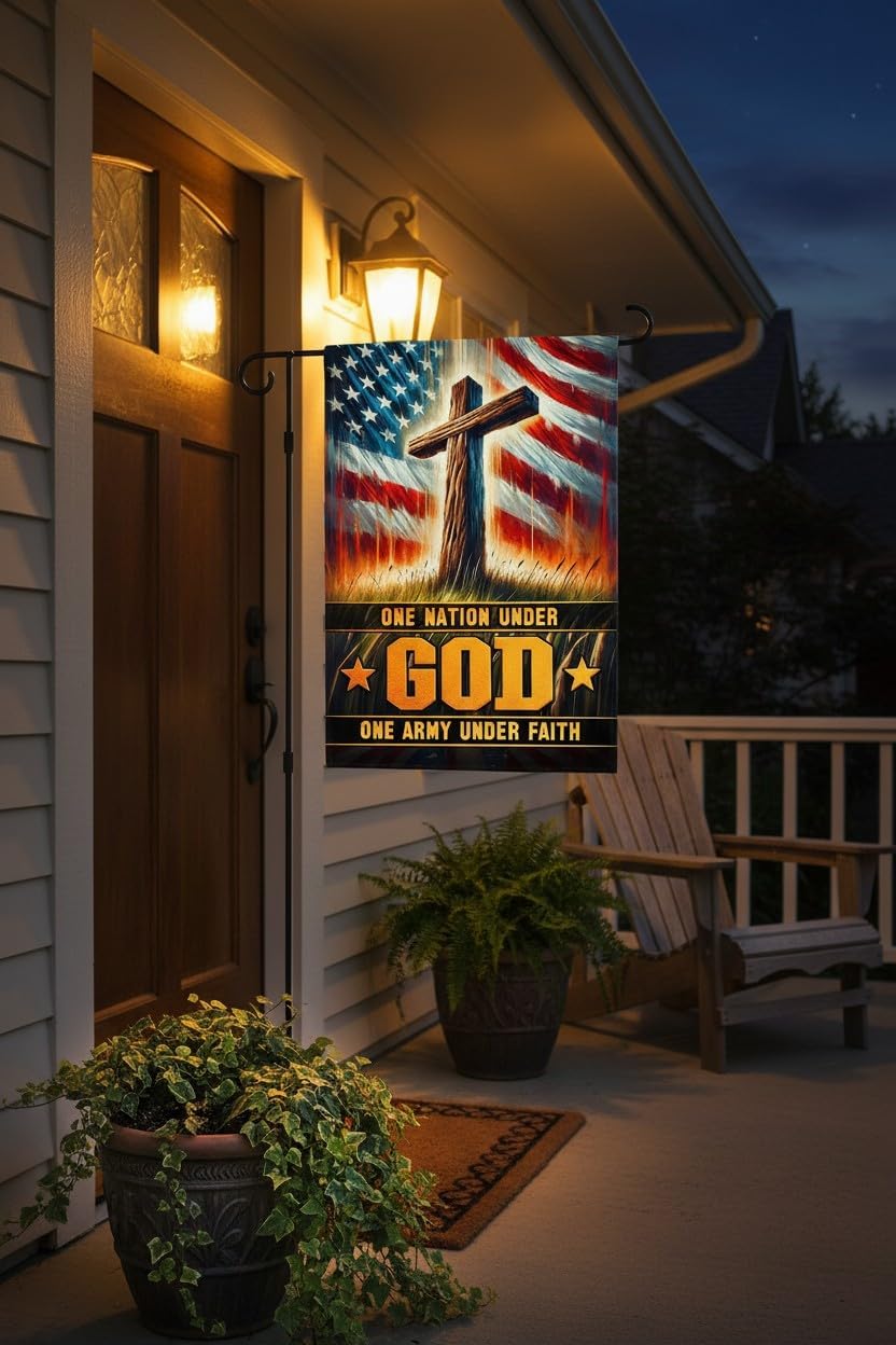 Christian Army Garden Flag 12x18 Inch - Double-Sided Cross & American Flag Design - All-Weather Outdoor for Military Families, Veterans & Faith-Based Homes - Image 4