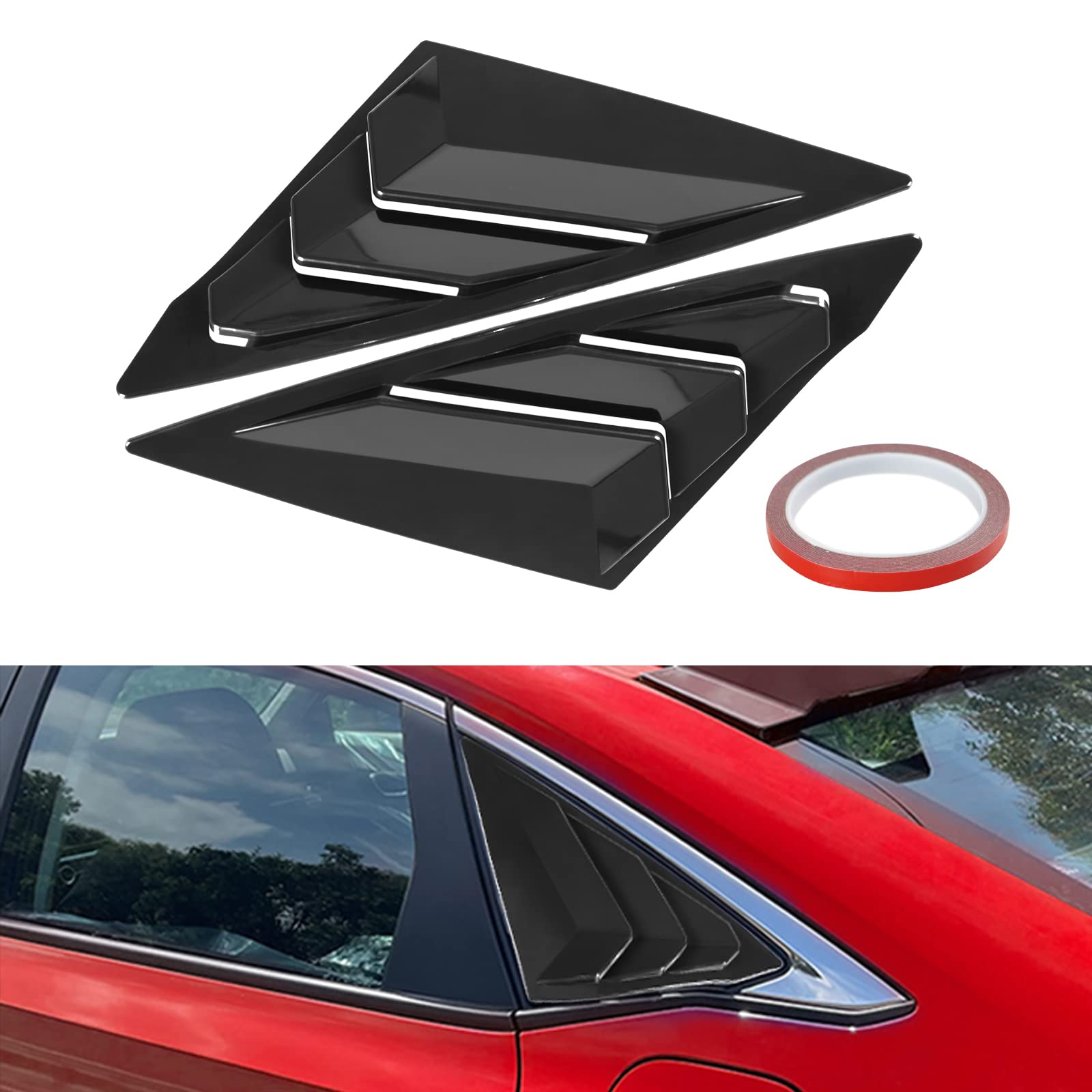 Yiuiy 2pcs Rear Side Vent Window Louvers Spoiler Cover Air