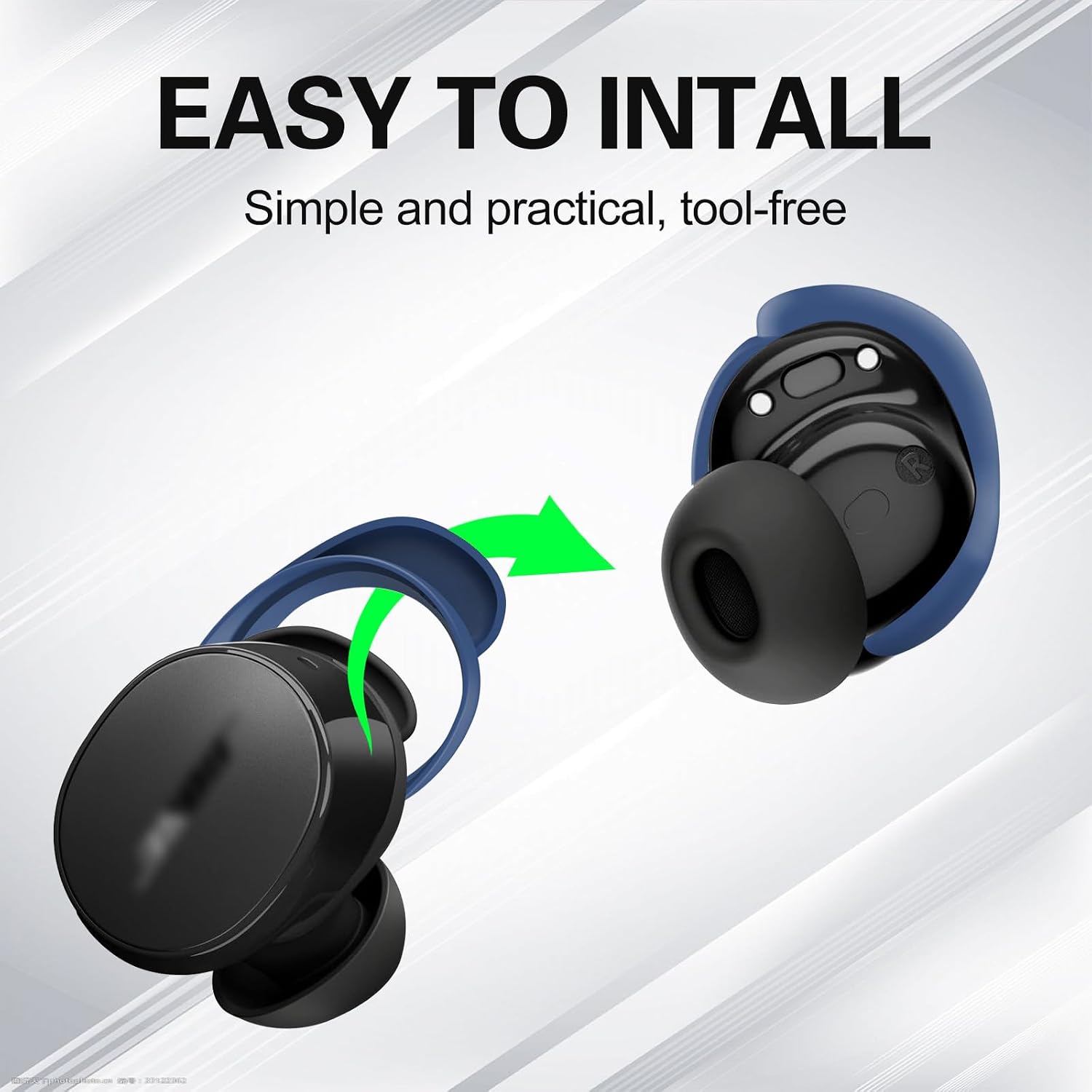 [3 Pairs] Ear Tips Covers for Bose New QuietComfort Earbuds (2024), Silicone Sport Ear Hook Cover Accessories for Bose New QC Earbuds, Anti-Slip Replacement Eartip Fit Kit (S,M,L) (Blue) image 5